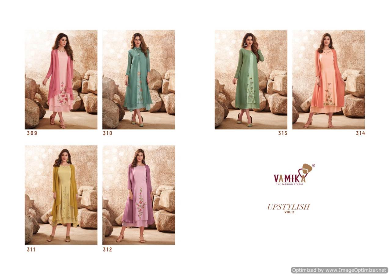 Vamika Upstylish 2 Latest fancy Designer Ethnic Wear Pure Viscose Maslin Silk Designer Kurti Collection
